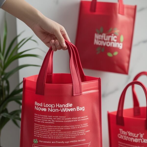 Red Loop Handle Non Woven Bag