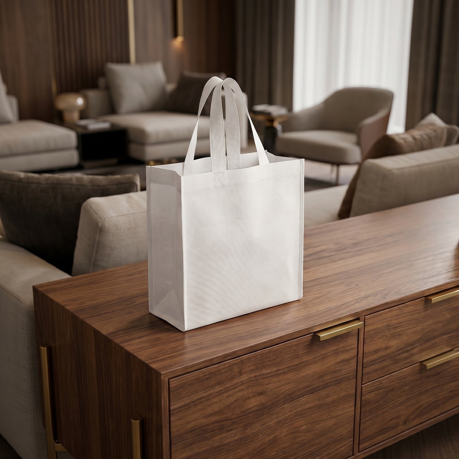 White Loop Handle Non Woven Bag