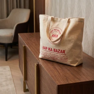 Off White Loop Handle Non Woven Bag