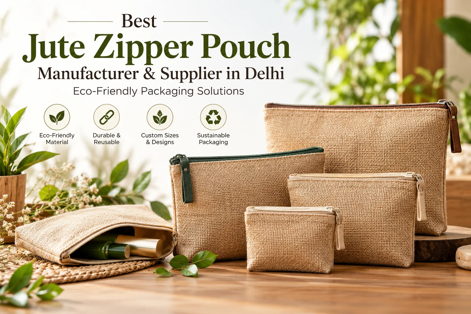 Jute Zipper Pouch